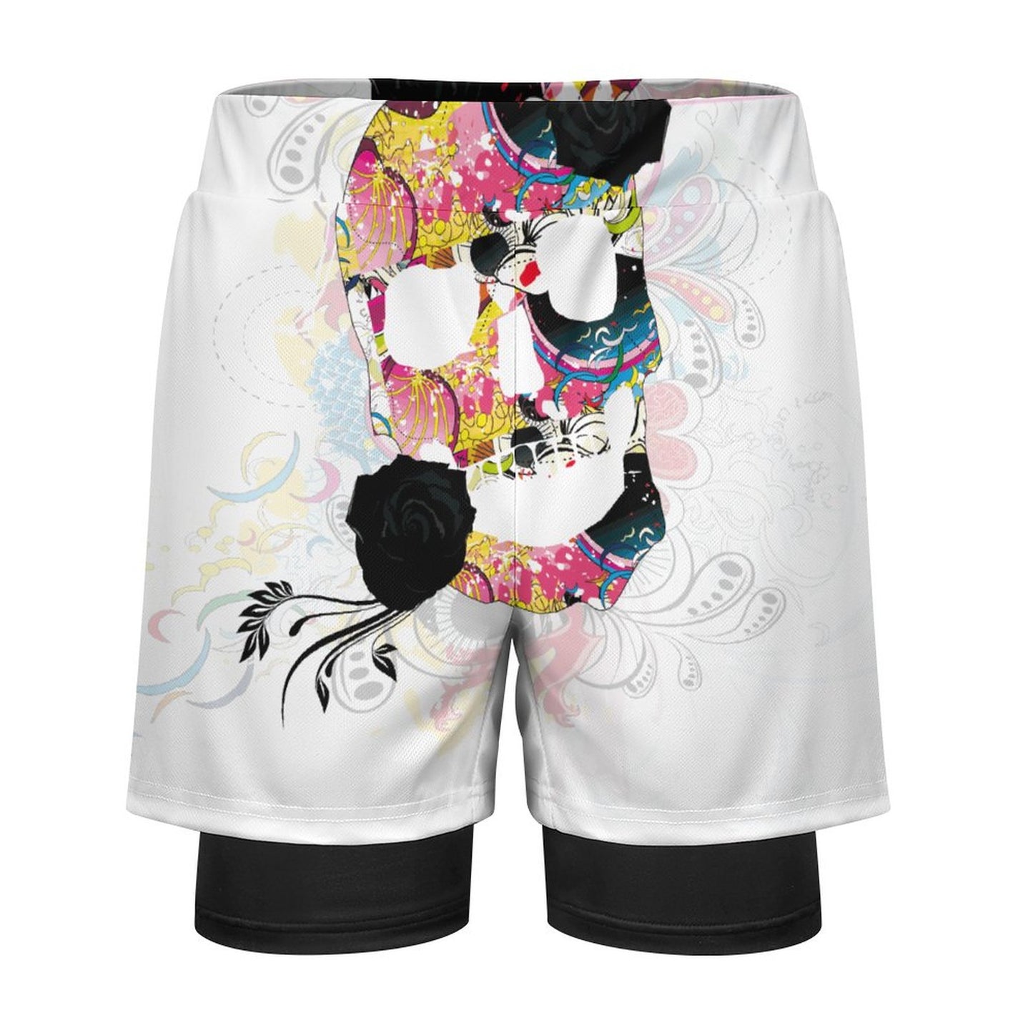 Sweet Skull Men Beach Shorts with 4 Pockets DS076