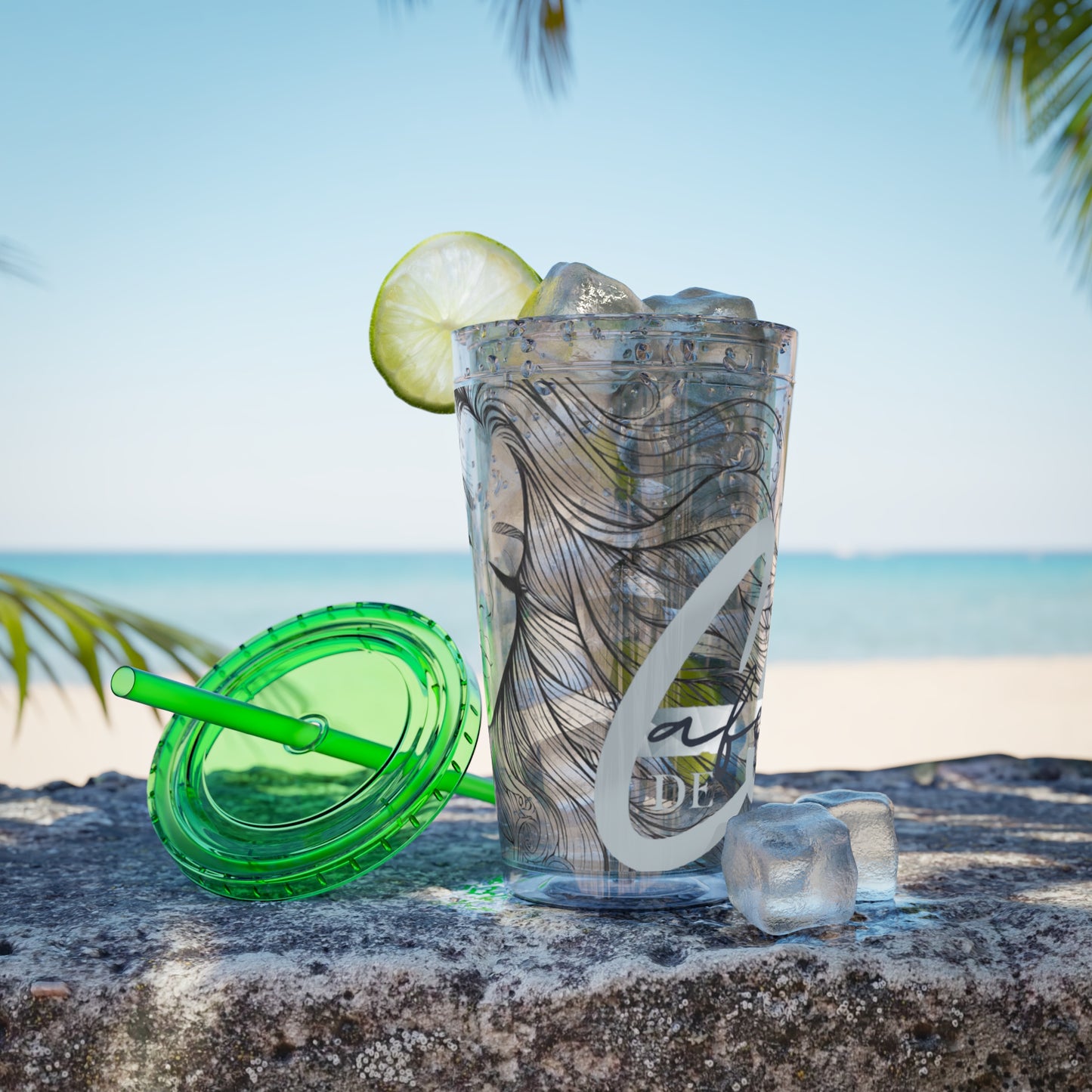 Sunsplash Cafedec  Tumbler with Straw, 16oz