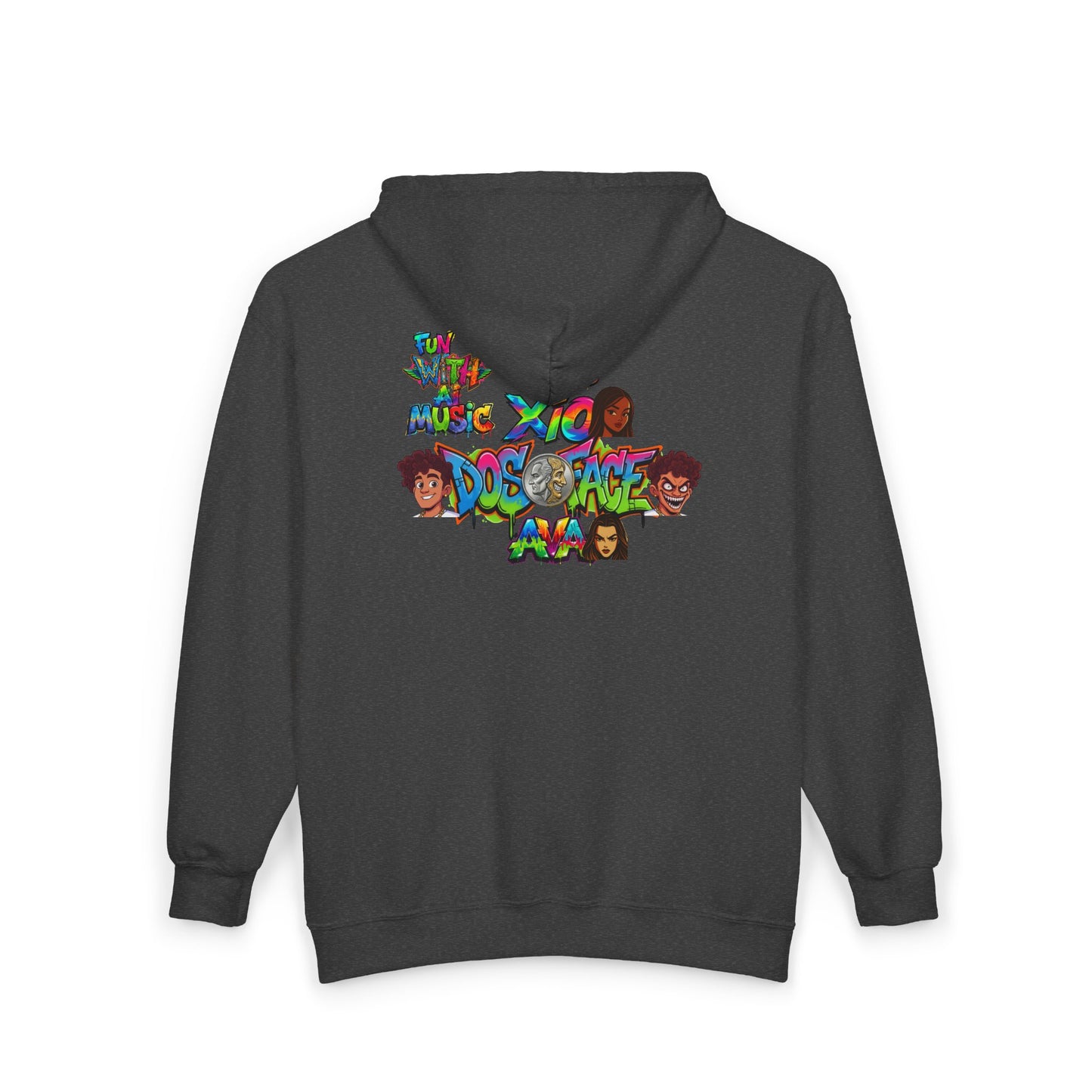 Cozy Pizzazz Records cast Thia Zip Hoodie — Festive Music Label Graphic Sweatshirt