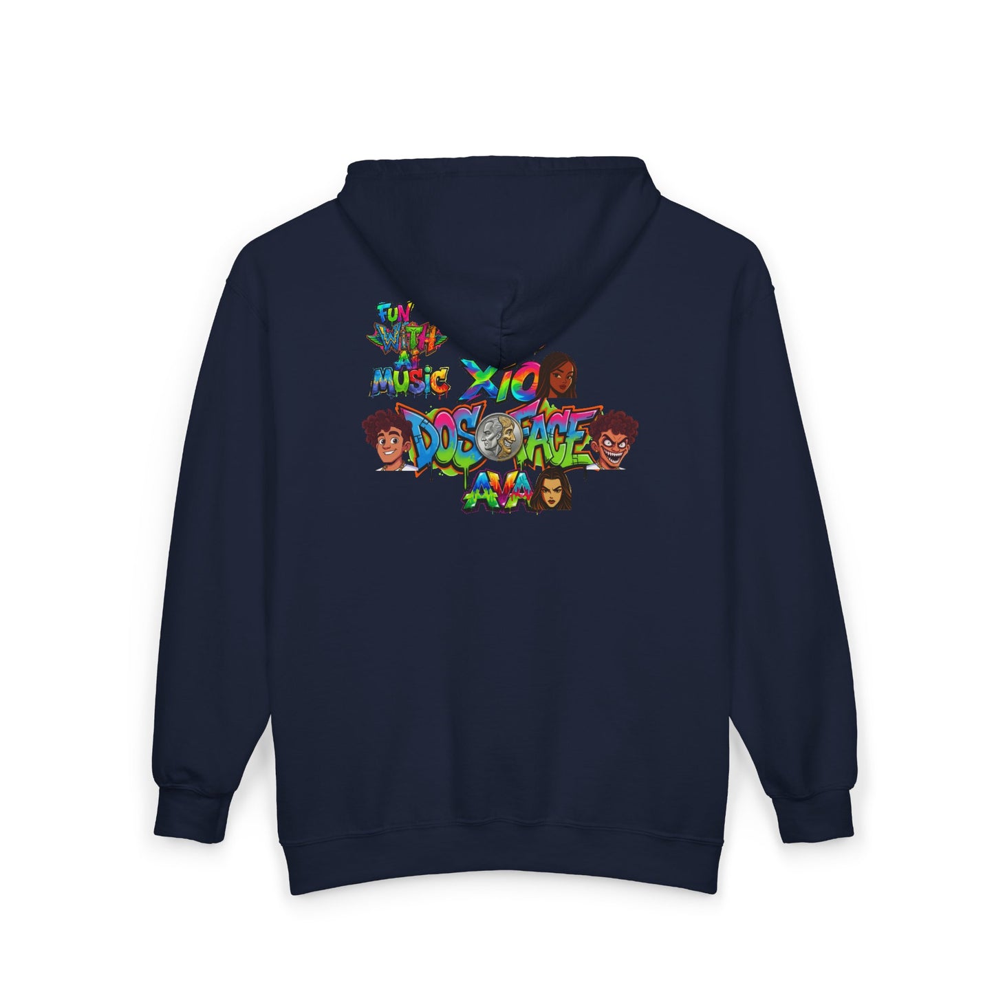 Cozy Pizzazz Records cast Thia Zip Hoodie — Festive Music Label Graphic Sweatshirt