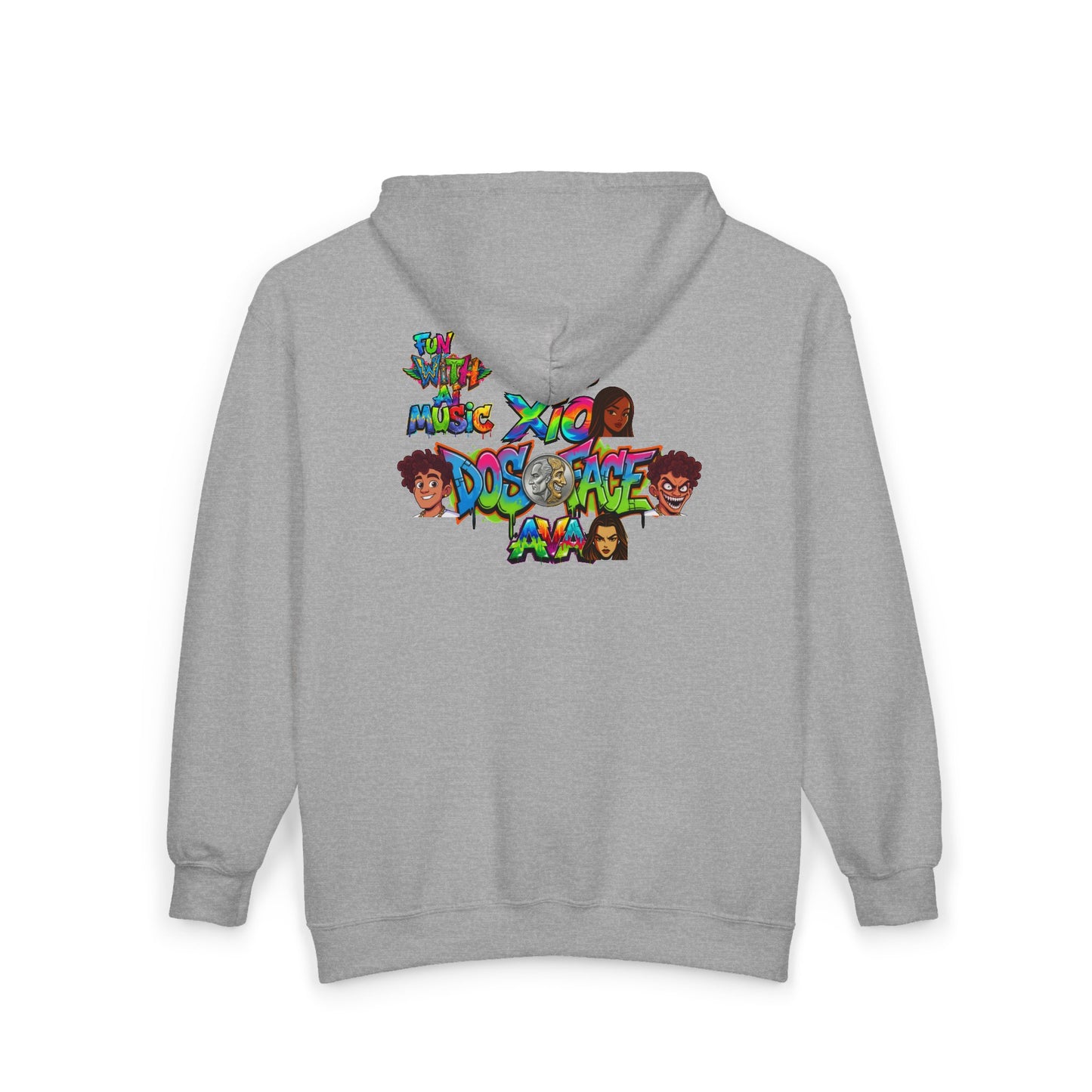 Cozy Pizzazz Records cast Thia Zip Hoodie — Festive Music Label Graphic Sweatshirt