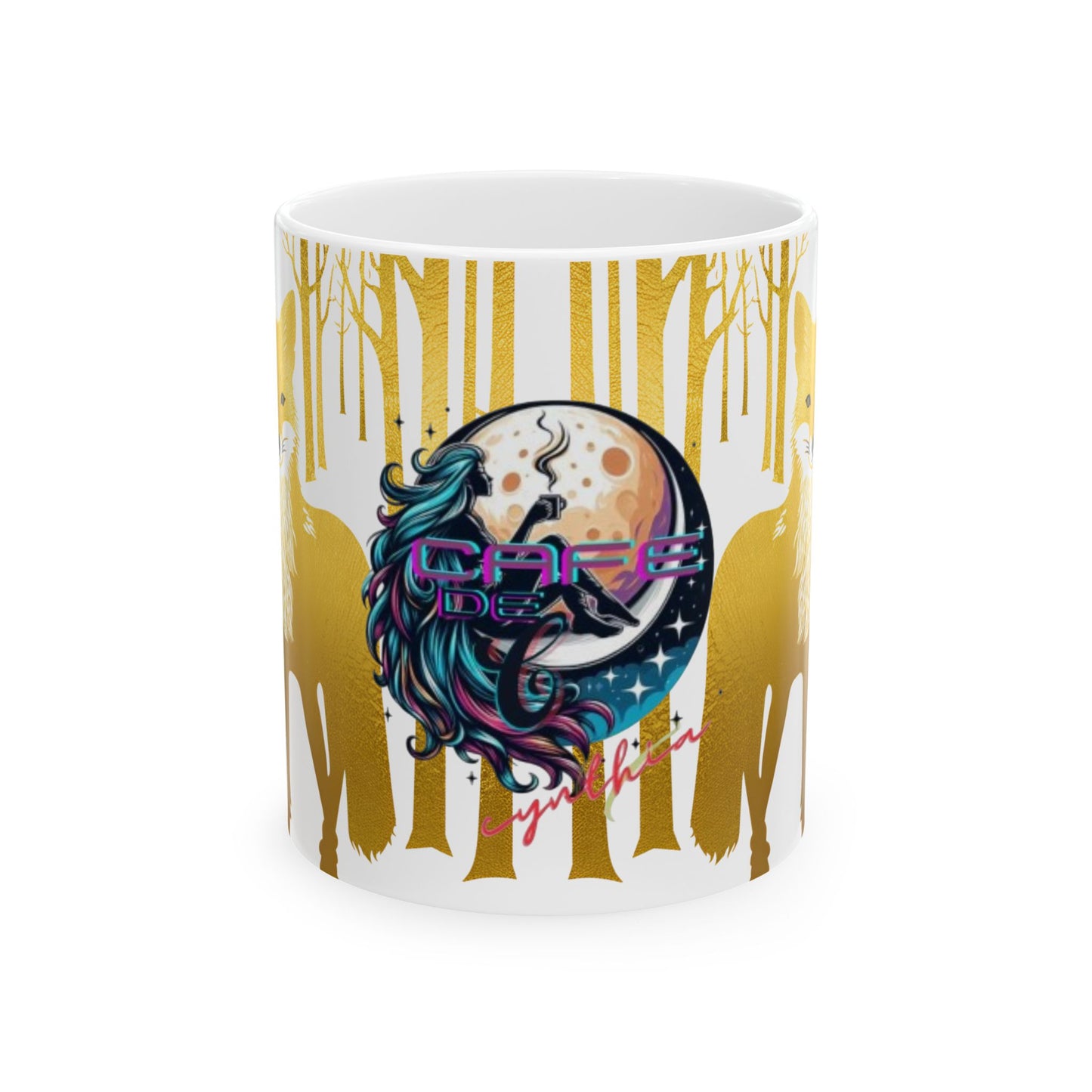 Golden Wolf Cafe de C Ceramic Mug - 11oz | Designed for Coffee and Tea Lovers