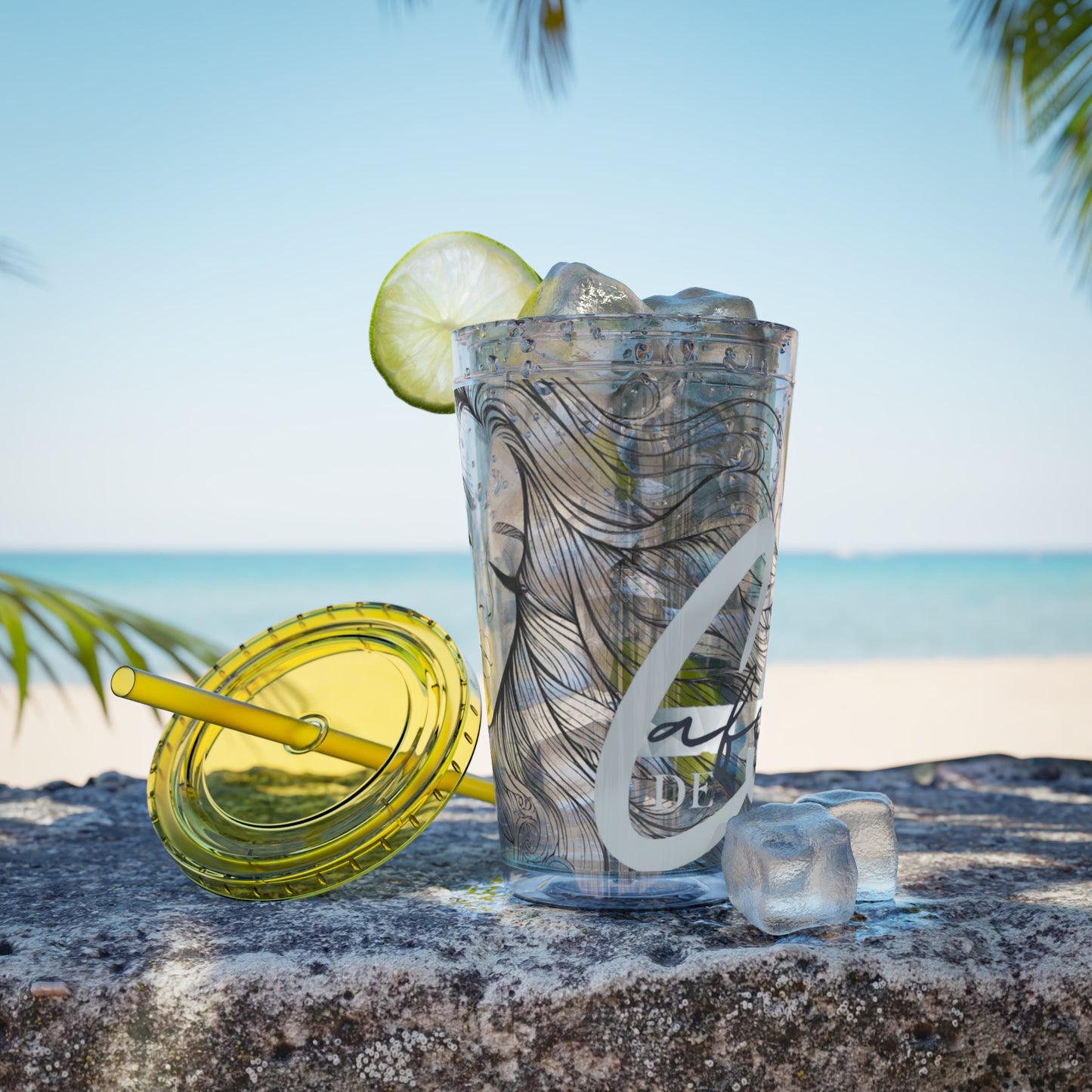 Sunsplash Cafedec  Tumbler with Straw, 16oz