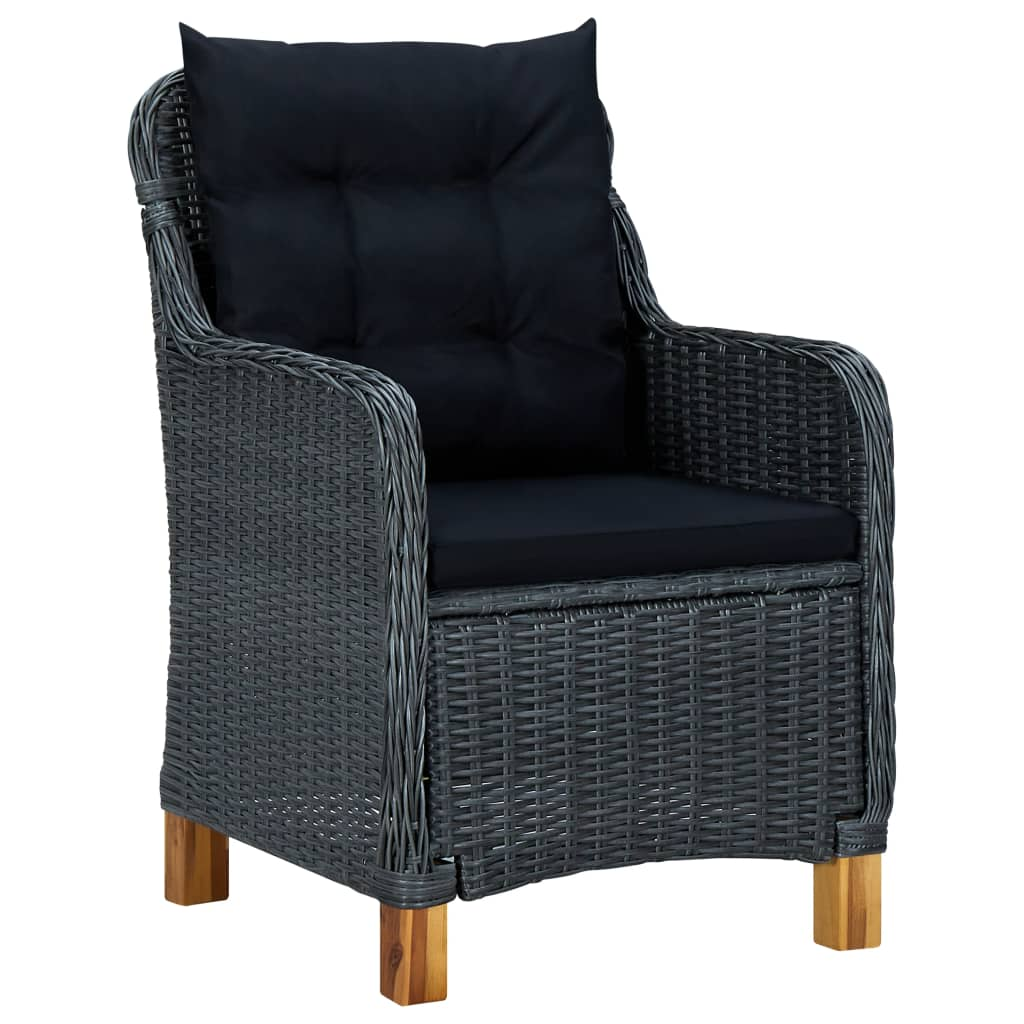 vidaXL Patio Chairs with Cushions 2 pcs Poly Rattan Dark Gray