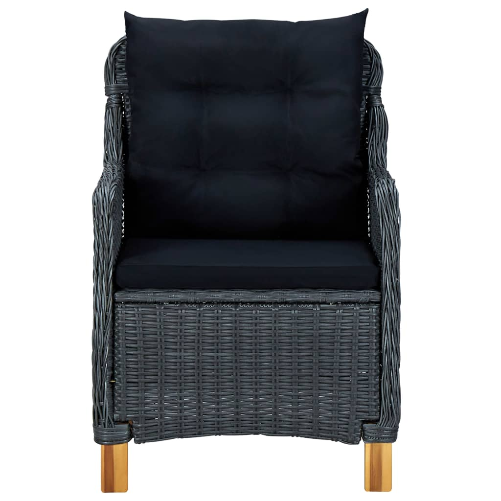 vidaXL Patio Chairs with Cushions 2 pcs Poly Rattan Dark Gray