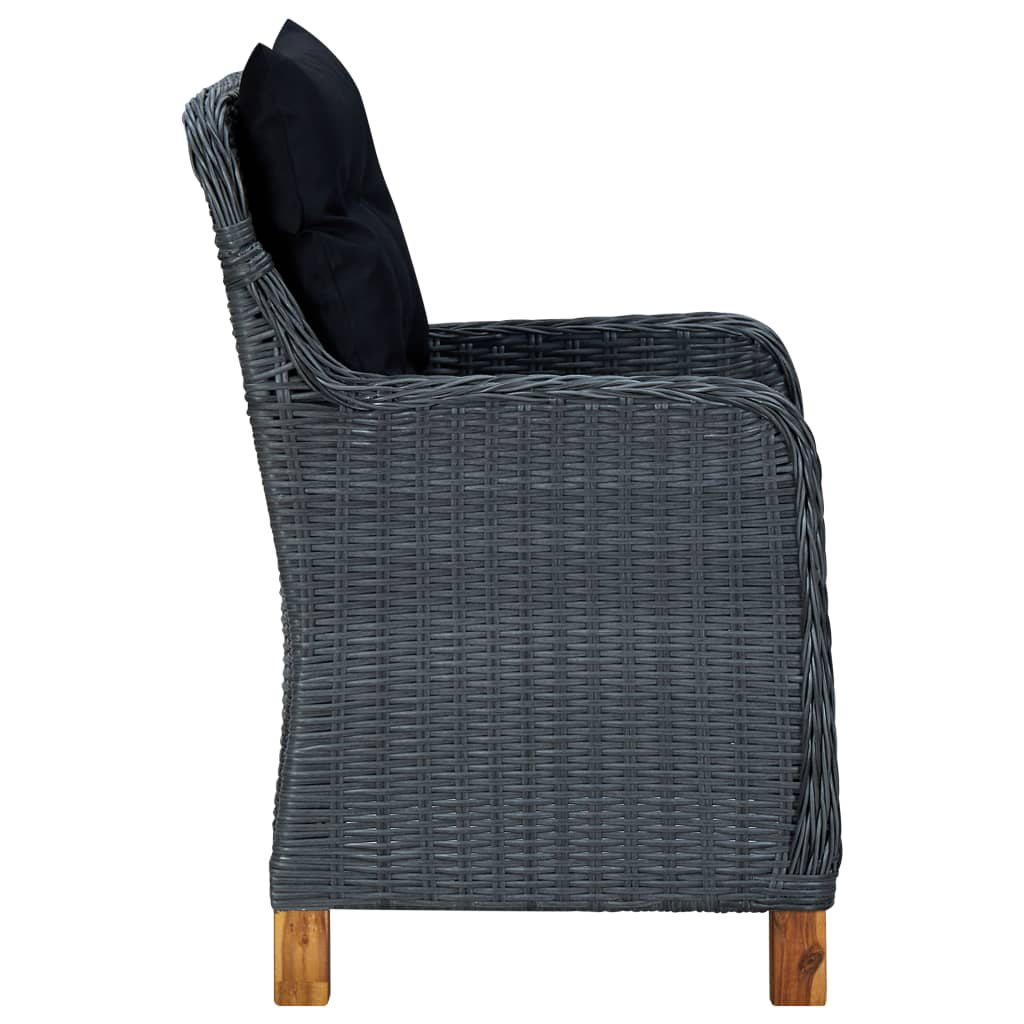 vidaXL Patio Chairs with Cushions 2 pcs Poly Rattan Dark Gray