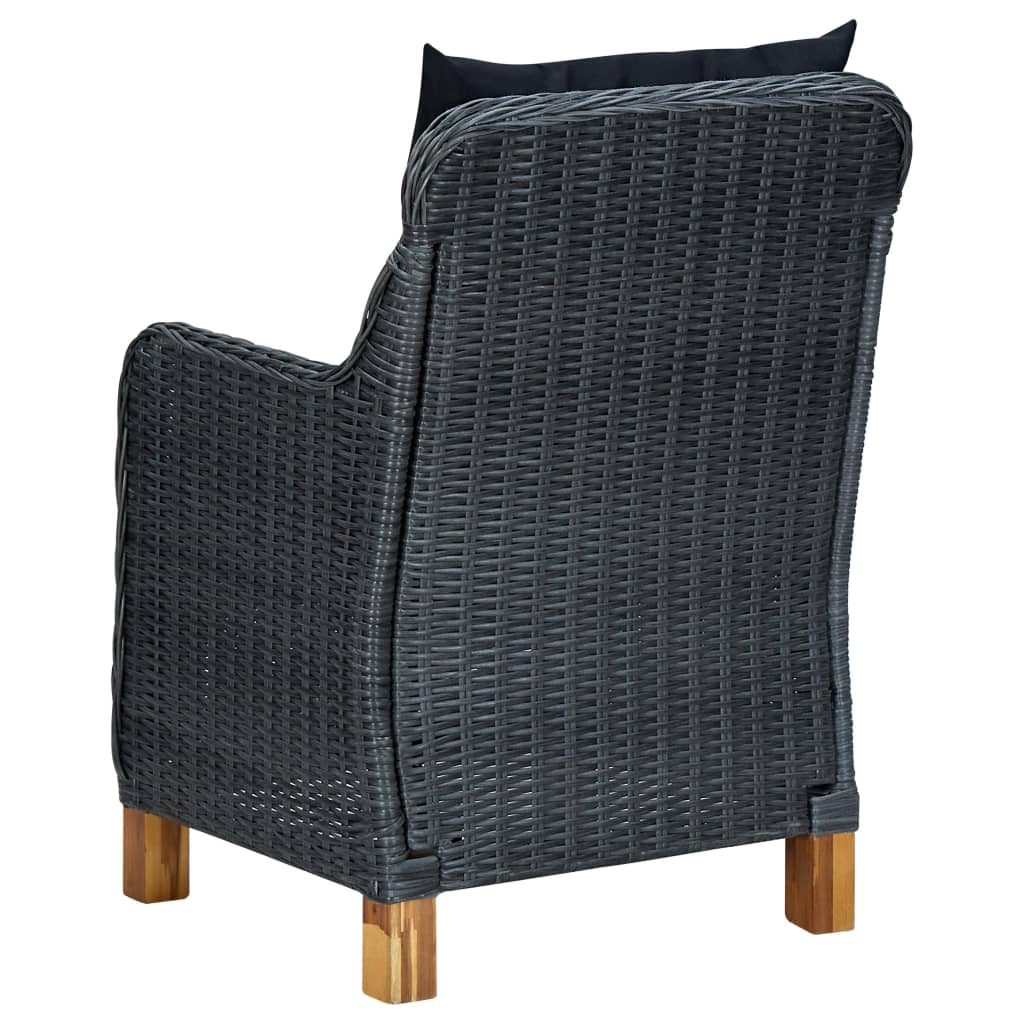 vidaXL Patio Chairs with Cushions 2 pcs Poly Rattan Dark Gray