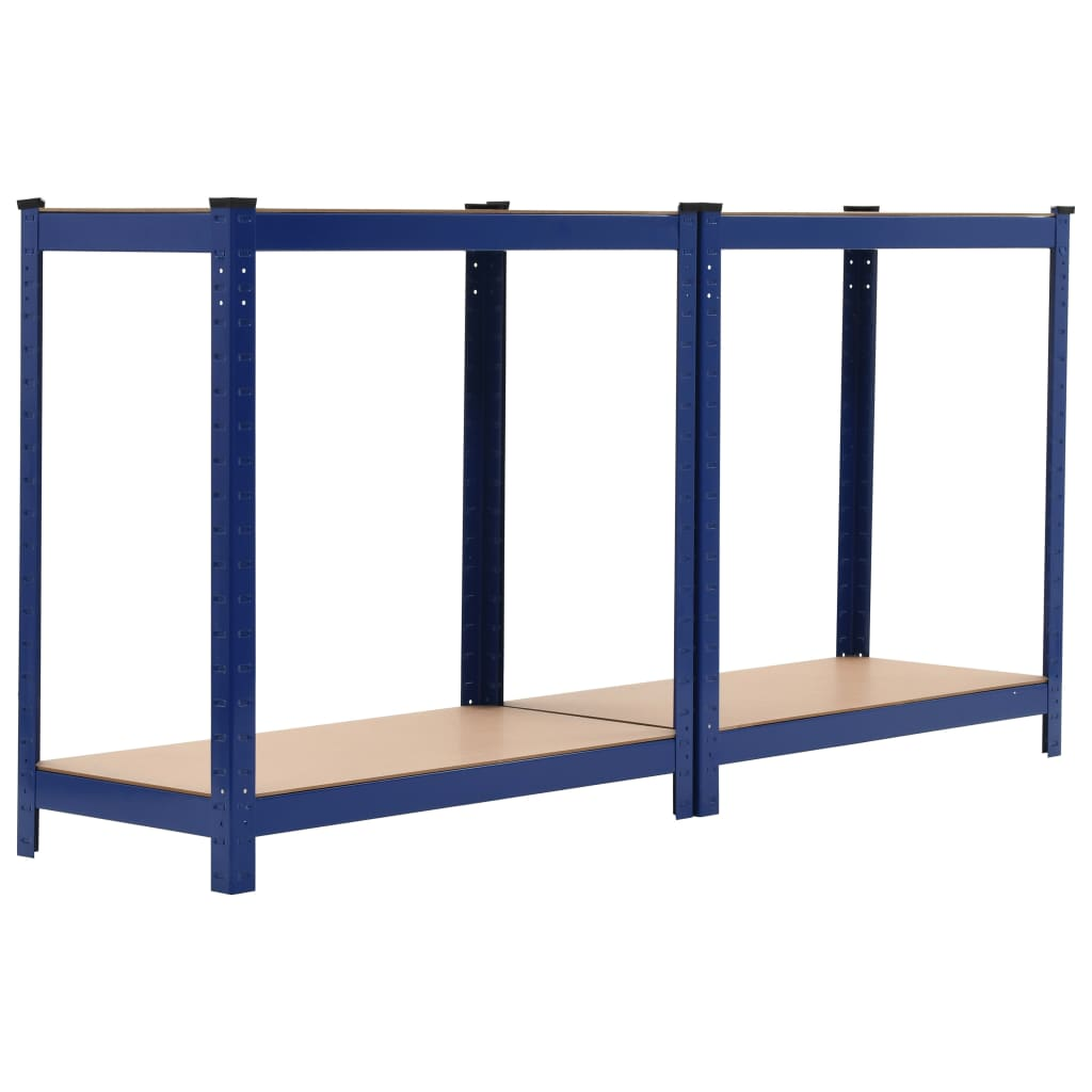 vidaXL Storage Shelves 2 pcs Blue 31.5"x15.7"x63" Steel and MDF