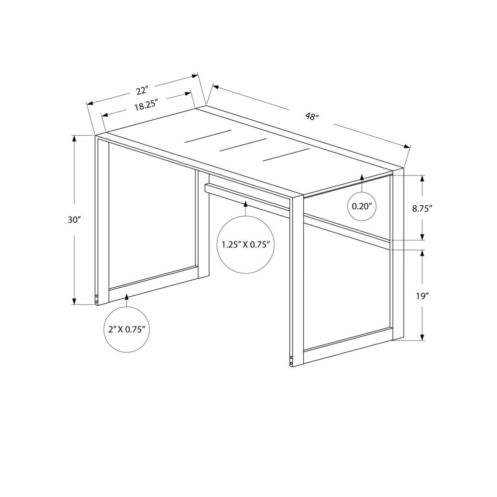 Computer Desk, Home Office, Laptop, 48L, Work, Black Tempered Glass, Black