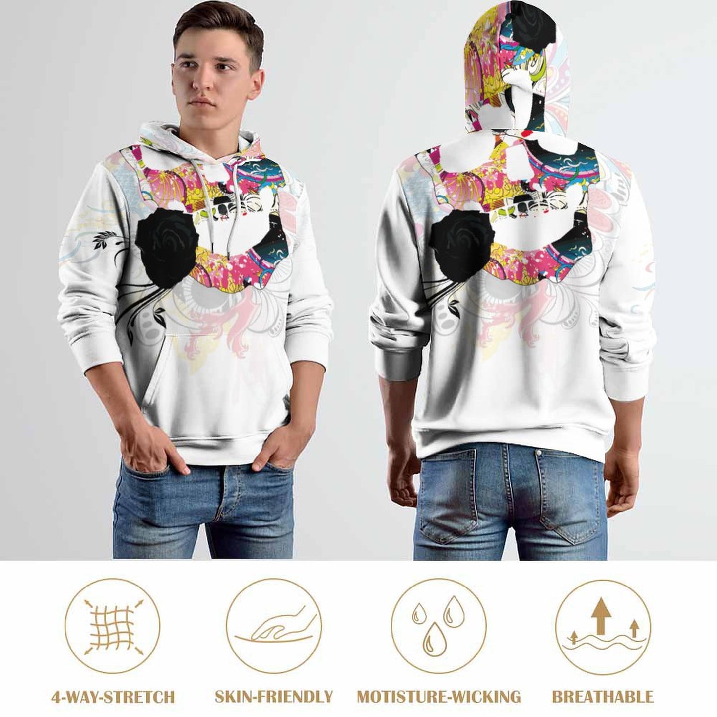 Sweet Skull Men's Cool Hoodie with Double-layer Cap (All-Over Printing)