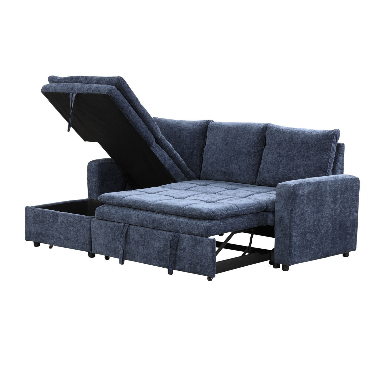 Soft Upholstered Sectional Sofa Bed with Storage Space, Suitable for Living Rooms and Apartments.