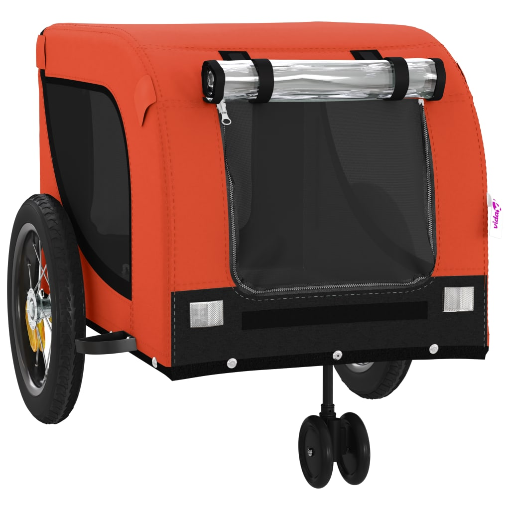 vidaXL Pet Bike Trailer Orange and Black Oxford Fabric and Iron