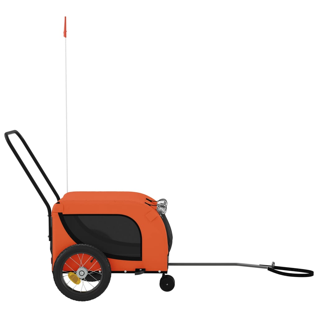 vidaXL Pet Bike Trailer Orange and Black Oxford Fabric and Iron