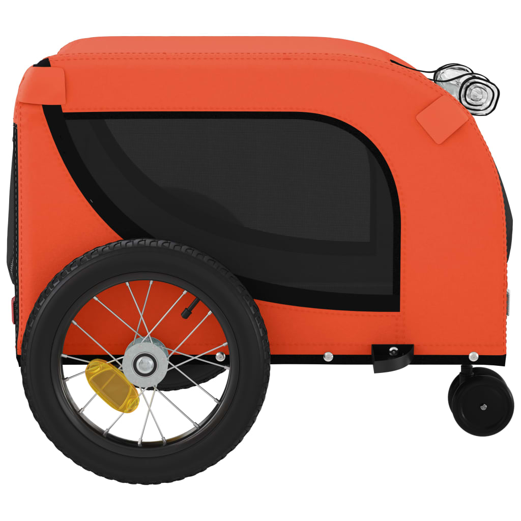 vidaXL Pet Bike Trailer Orange and Black Oxford Fabric and Iron