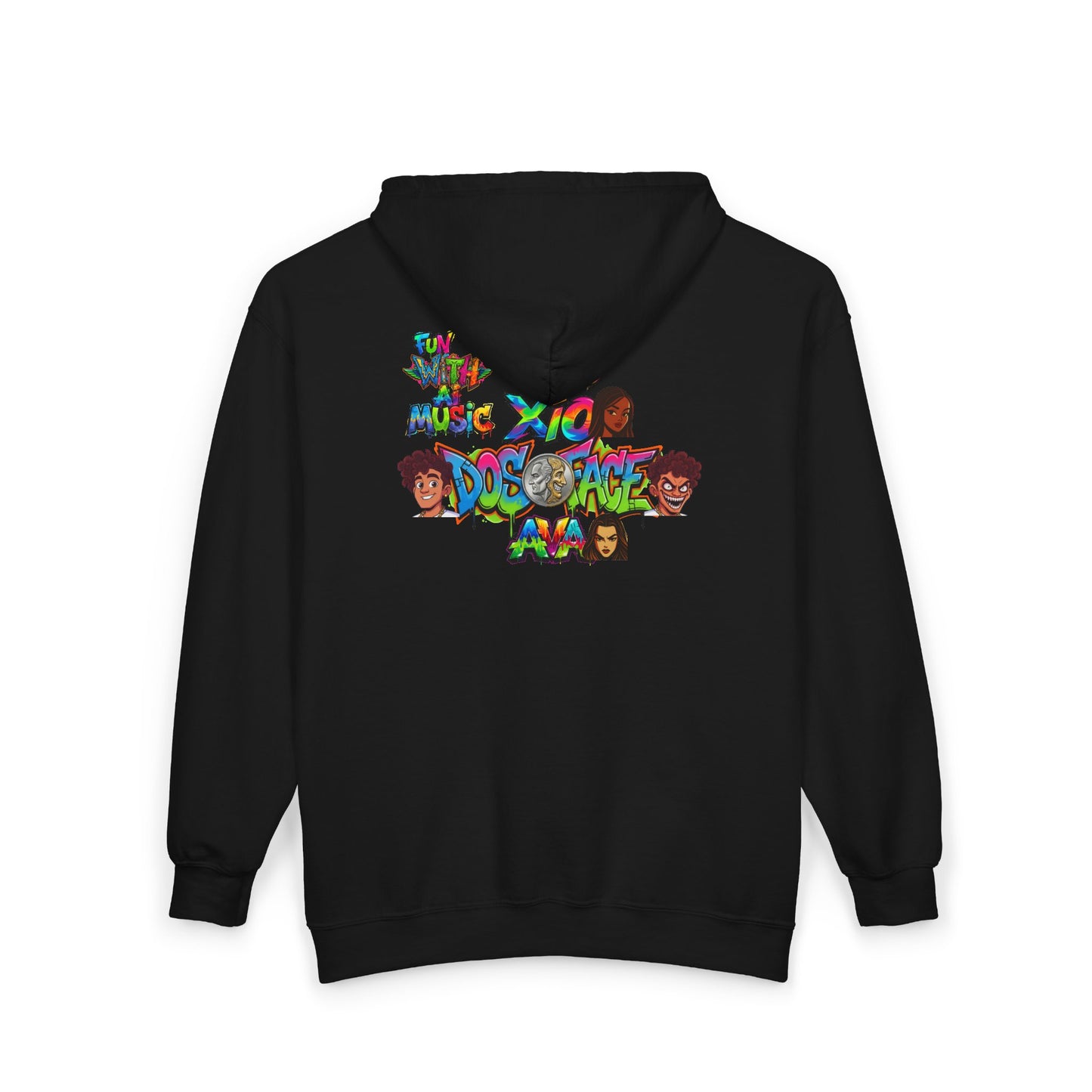 Cozy Pizzazz Records cast Thia Zip Hoodie — Festive Music Label Graphic Sweatshirt