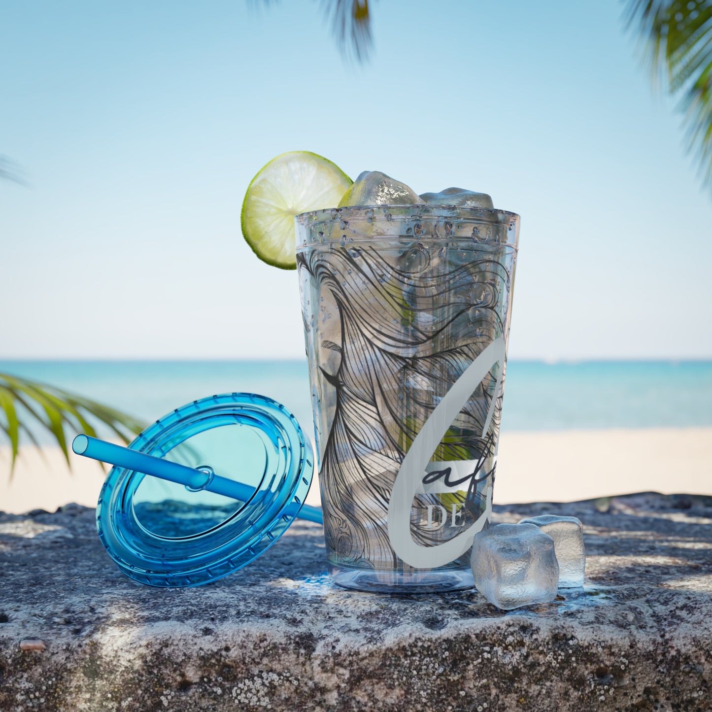 Sunsplash Cafedec  Tumbler with Straw, 16oz