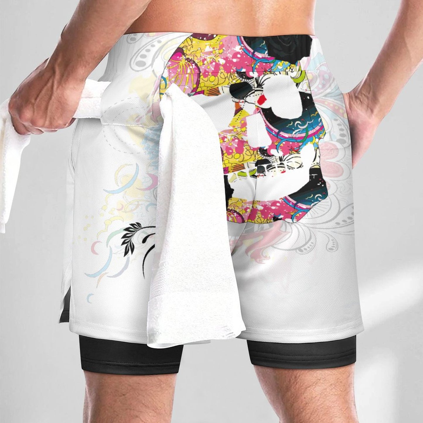 Sweet Skull Men Beach Shorts with 4 Pockets DS076