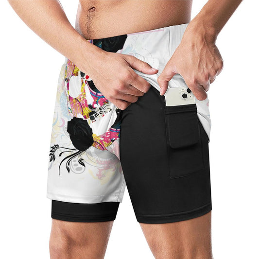 Sweet Skull Men Beach Shorts with 4 Pockets DS076