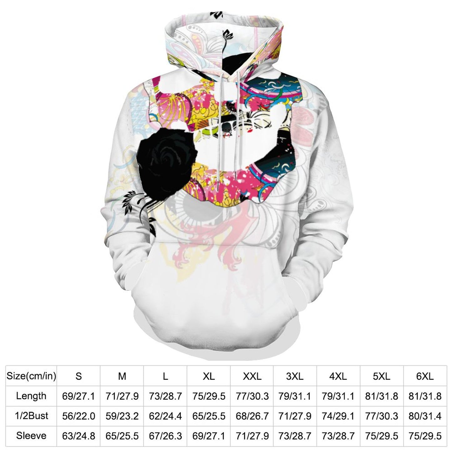 Sweet Skull Men's Cool Hoodie with Double-layer Cap (All-Over Printing)