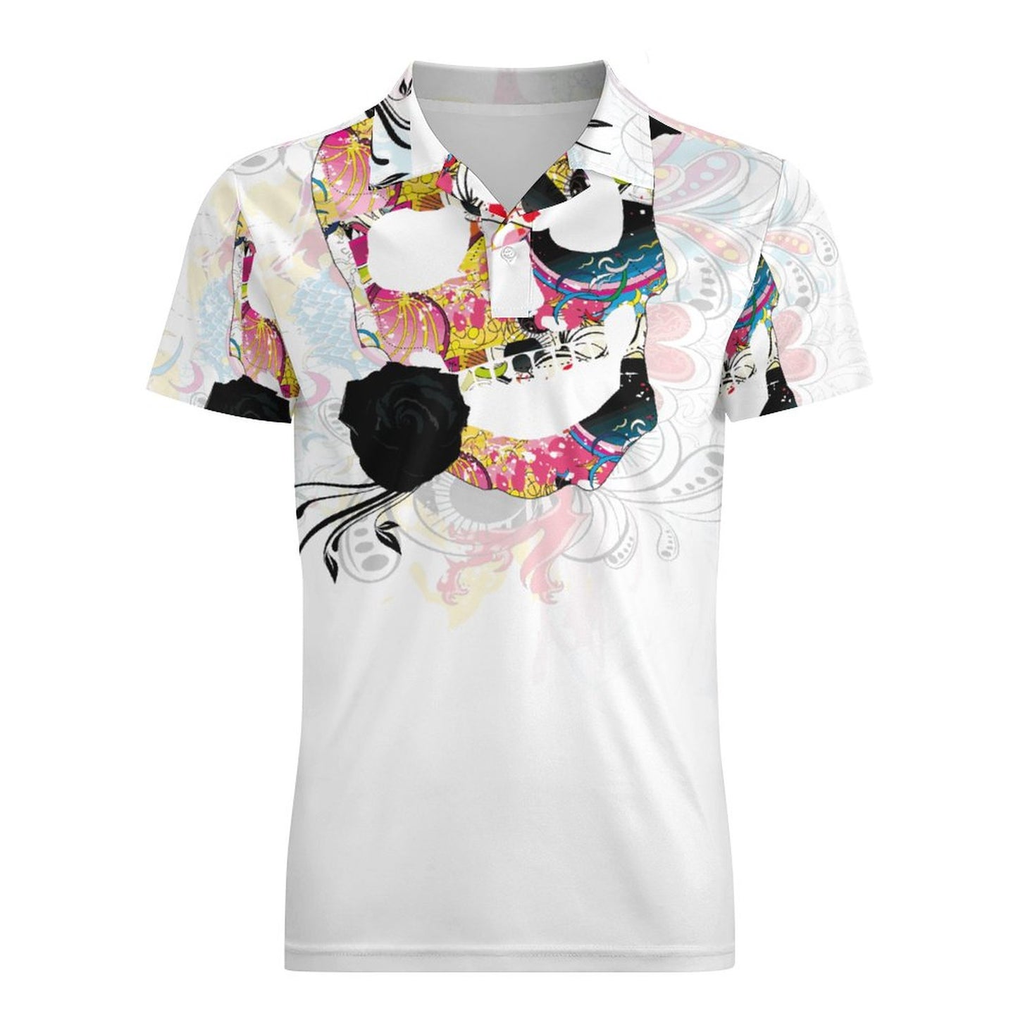 Sweet Skull Short Sleeve Men's POLO T-shirt (All-Over Printing)