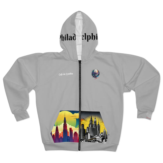 Philadelphia Cafe de C  Zip Hoodie (AOP)